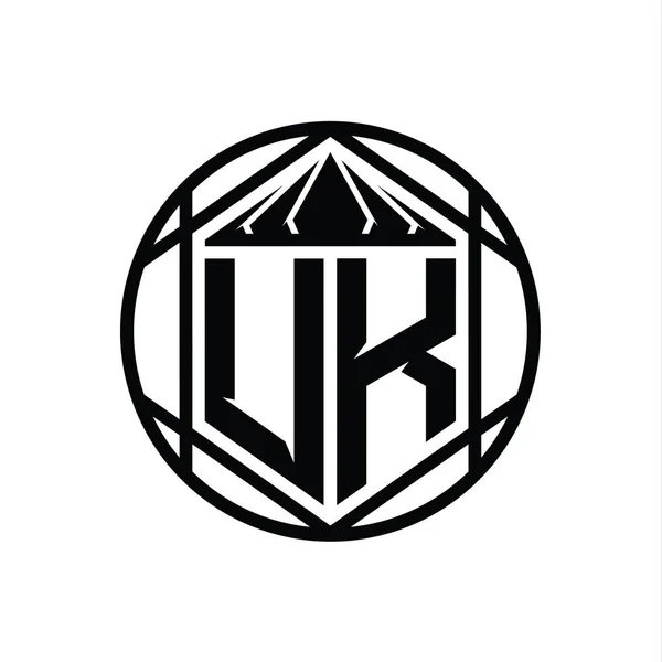 Storbritannien Brev Logo Monogram Hexagon Skiva Krona Skarp Sköld Form — Stockfoto