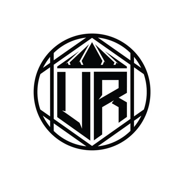 Логотип Монограмма Шестиугольник Ломтик Корона Резкий Щит Формы Изолированные Круг — стоковое фото
