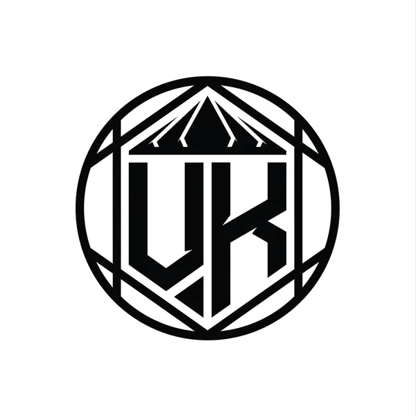 Letter Logo Monogram Zeshoekige Kroon Scherpe Schild Vorm Geïsoleerde Cirkel — Stockfoto
