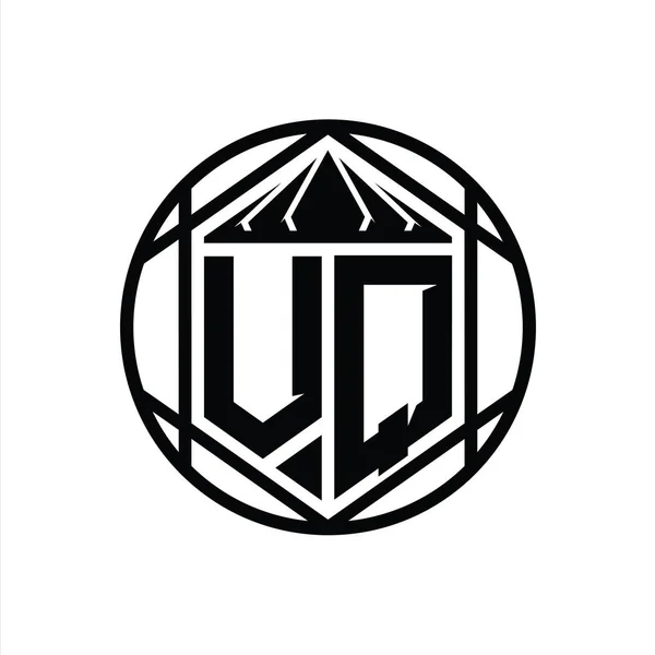 Letra Logo Monograma Hexágono Rebanada Corona Escudo Afilado Forma Círculo — Foto de Stock