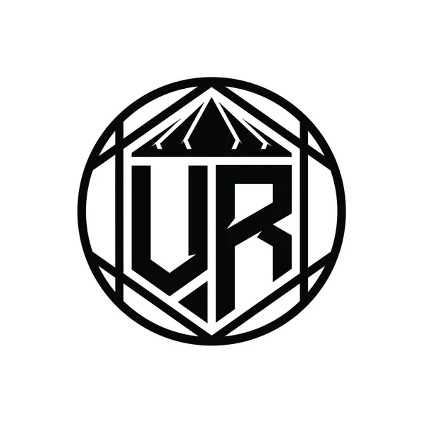 Letter Logo Monogramă Hexagon Felie Coroană Scut Ascuțit Forma Cercului — Fotografie, imagine de stoc