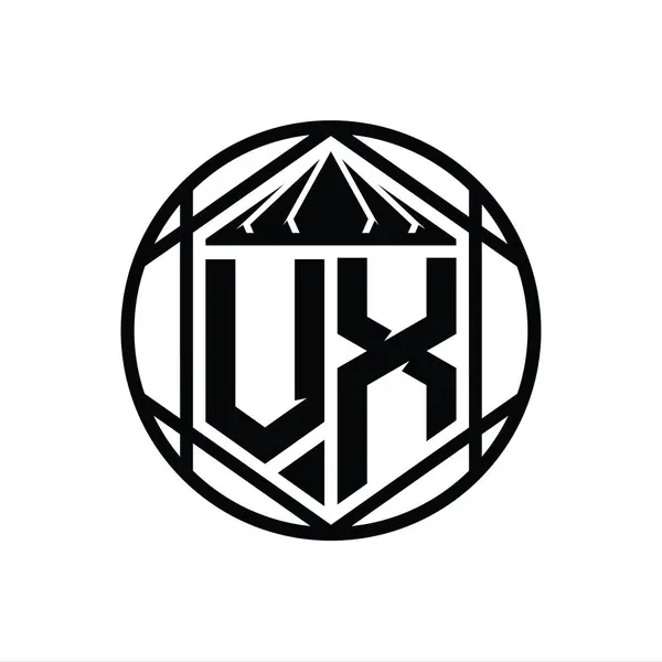 Betű Logo Monogram Hatszög Szelet Korona Éles Pajzs Alakja Elszigetelt — Stock Fotó