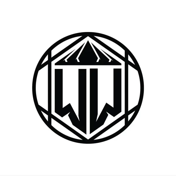 Логотип Логограмма Шестиугольник Нарезать Корону Резкий Щит Форме Изолированных Круга — стоковое фото