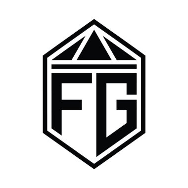 FG Harfi Logo monogramı basit altıgen kalkan şekli ve üçgen izole edilmiş stil tasarım şablonu