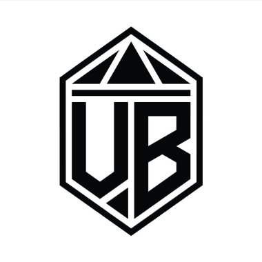 VB Harf Logosu basit altıgen kalkan şekli ve üçgen izole edilmiş stil tasarım şablonu
