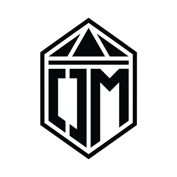 Carta Logo Monograma Forma Escudo Hexágono Simple Con Corona Triángulo — Foto de Stock