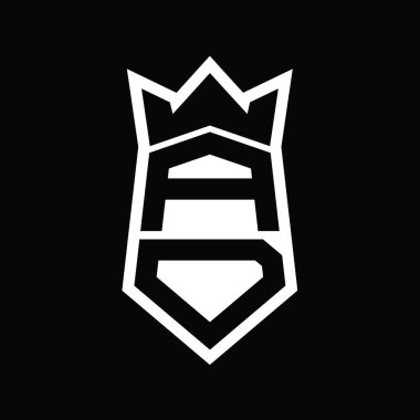 AD Harfi Logo monogram altıgen kalkanı taç izole tasarım şablonu ile yukarı ve aşağı şekil