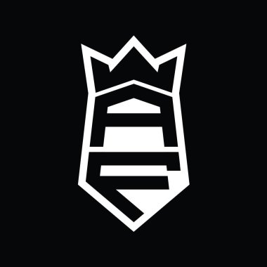 AF Harfi Logo monogram altıgen kalkanı taç izole tasarım şablonu ile yukarı ve aşağı şekil