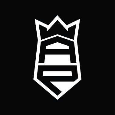 AP Harf Logosu monogram altıgen kalkanı taç izole edilmiş stil şablonu ile yukarı ve aşağı şekil