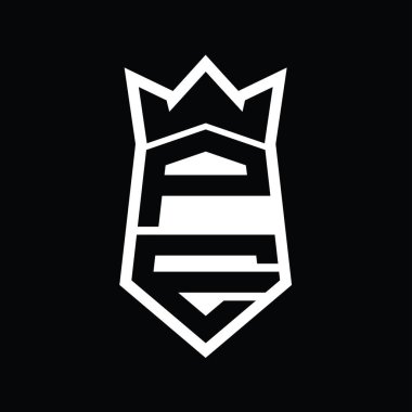 Beden Eğitimi Harfi Logosu monogram altıgen kalkanı taç izole tasarım şablonu ile yukarı ve aşağı şekil