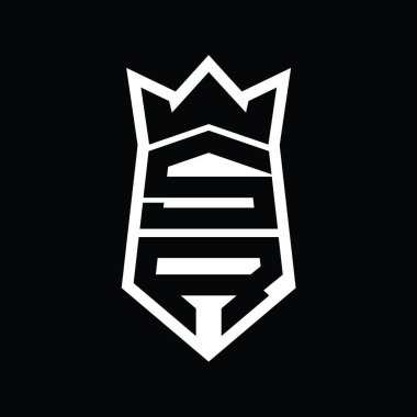 SR Letter logo monogram altıgen kalkanı taç izole tasarım şablonu ile yukarı ve aşağı şekil