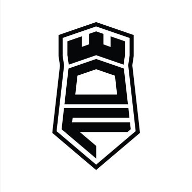 DF Harf Logosu monogram altıgen kalkan Crown Castle izole edilmiş biçim şablonu ile yukarı ve aşağı şekil