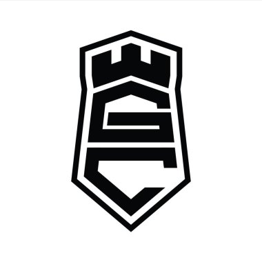 GC Harf Logosu monogram altıgen kalkanı Crown Castle izole edilmiş biçim şablonu ile yukarı ve aşağı şekillendir