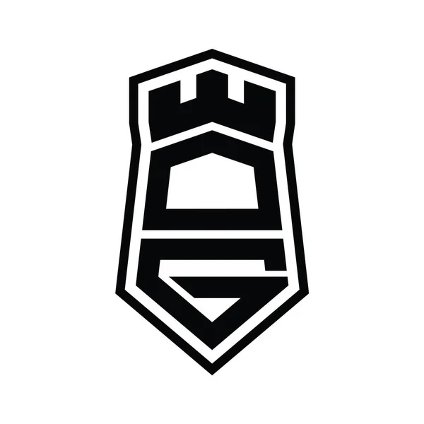 Letter Logo Monograma Hexágono Escudo Forma Arriba Abajo Con Plantilla — Foto de Stock