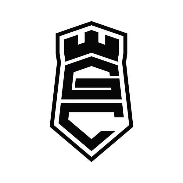 Letter Logo Μονόγραμμα Εξάγωνο Ασπίδα Σχήμα Πάνω Και Κάτω Στέμμα Εικόνα Αρχείου