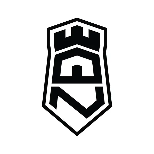 Letra Logo Monograma Hexágono Escudo Forma Arriba Abajo Con Plantilla — Foto de Stock
