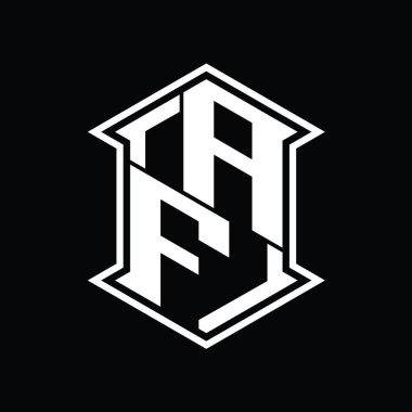 AF Harfi Logo monogram altıgen kalkanı keskin köşeli izole tasarım şablonu ile yukarı ve aşağı şekil