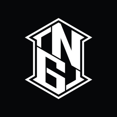 NG Harfi Logo monogram altıgen kalkanı keskin köşeli izole tasarım şablonu ile yukarı ve aşağı şekil