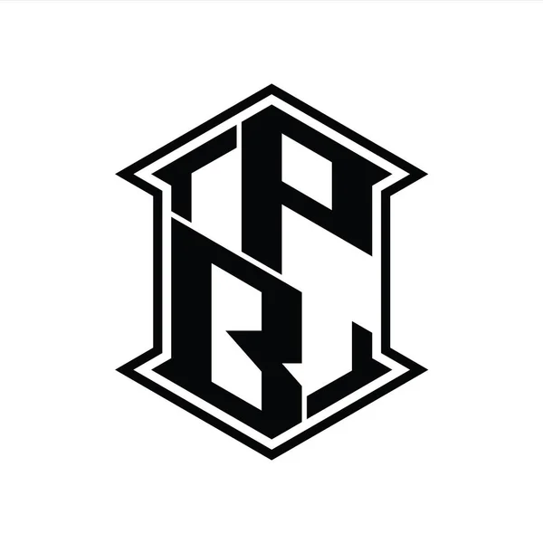 Letra Logo Monograma Hexágono Escudo Forma Arriba Abajo Con Esquina — Foto de Stock