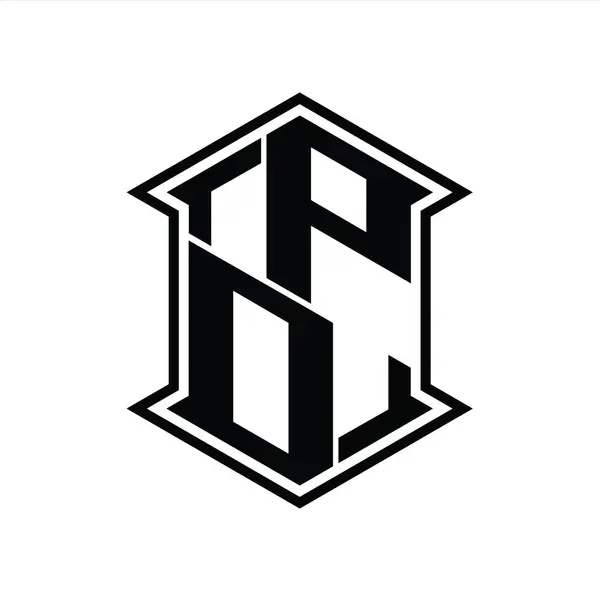 Harf Logosu Monogram Altıgen Kalkanı Keskin Köşe Izole Tasarım Şablonu — Stok fotoğraf