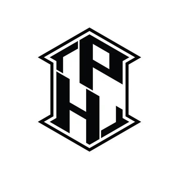 Brev Logotyp Monogram Hexagon Sköld Form Upp Och Ner Med — Stockfoto
