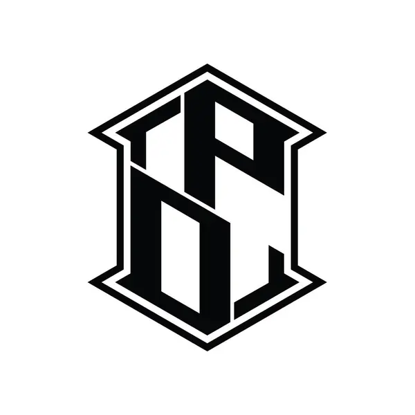 Harfi Logosu Monogram Altıgen Kalkanı Keskin Köşeli Izole Tasarım Şablonu — Stok fotoğraf