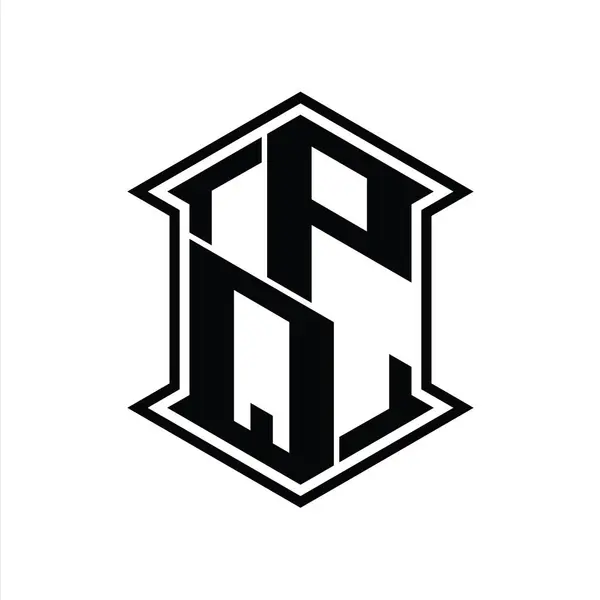 Letter Logo Monogram Hexagon Shield Shape Sharp Corner Isolated Style — Stock Photo, Image