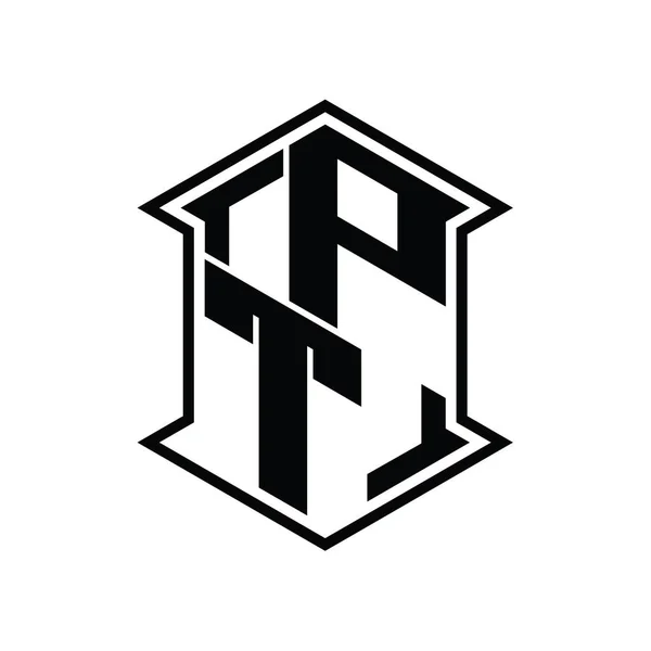 Brev Logo Monogram Hexagon Sköld Form Upp Och Ner Med — Stockfoto
