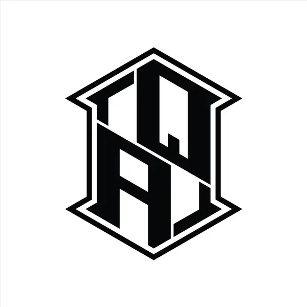 Letter Logo Monogram Hexagon Shield Shape Sharp Corner Isolated Style — стоковое фото