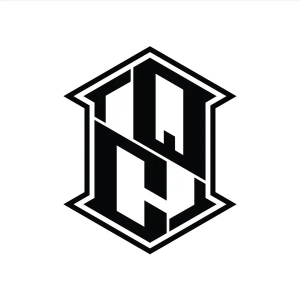 Логотип Монограмма Шестиугольник Форма Вверх Вниз Острым Углом Изолированный Дизайн — стоковое фото