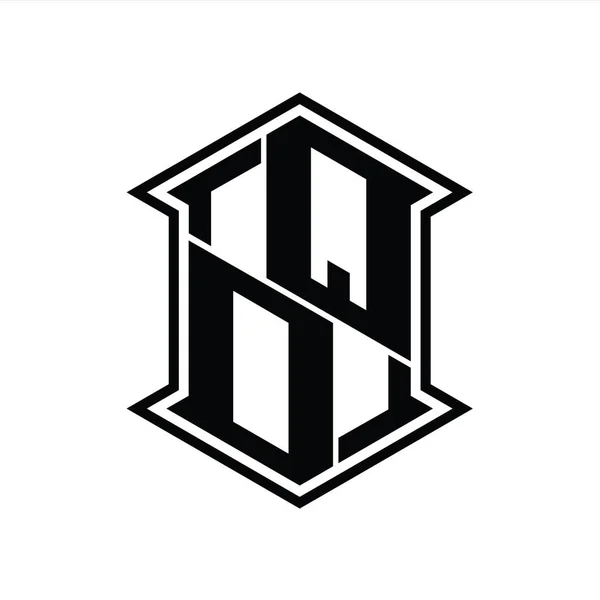 Letter Logo Monogram Hexagon Sköld Form Upp Och Ner Med — Stockfoto