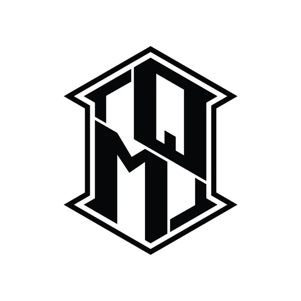 Letter Logo Monogram Hexagon Shield Shape Sharp Corner Isolated Style — Stock Photo, Image