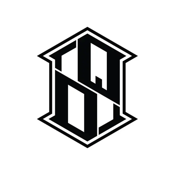 Carta Logo Monograma Hexágono Escudo Forma Arriba Abajo Con Esquina —  Fotos de Stock