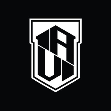 AV Harf Logosu monogram altıgen geometrik yukarı ve aşağı kalkan izole biçim şablonu