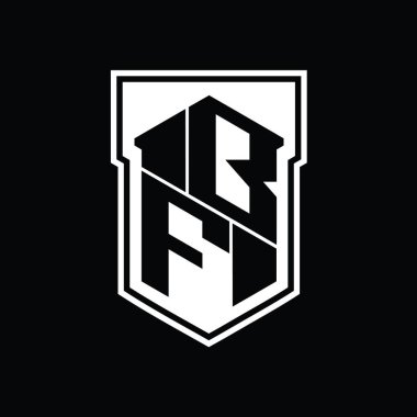 BF Harfi Logo monogram altıgen geometrik yukarı ve aşağı kalkan izole biçim şablonu
