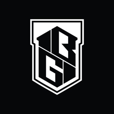 BG Harf Logosu monogram altıgen geometrik yukarı ve aşağı kalkan izole biçim şablonu