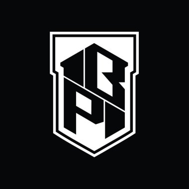 BP Harfi Logosu monogram altıgen geometrik yukarı ve aşağı kalkan izole biçim şablonu