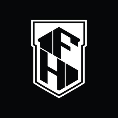 FH Harfi Logosu monogram altıgen geometrik yukarı ve aşağı kalkan izole biçim şablonu