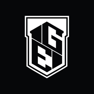 GE Harfi Logosu monogram altıgen geometrik yukarı ve aşağı kalkan izole biçim şablonu