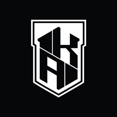KA Harfi Logosu monogram altıgen geometrik kalkan içinde izole edilmiş biçim şablonu