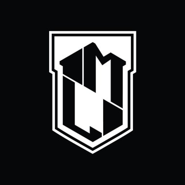 ML Harf Logosu monogram altıgen geometrik yukarı ve aşağı kalkan izole biçim şablonu