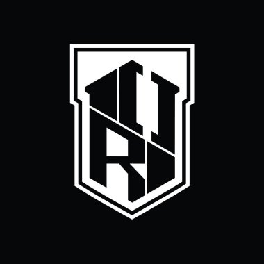 Veya Harf Logosu monogram altıgen geometrik yukarı ve aşağı kalkan izole biçim tasarım şablonu