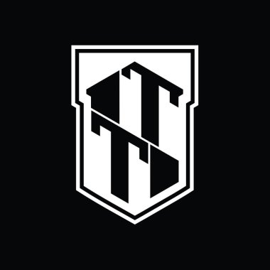 TT Harfi Logosu monogram altıgen geometrik kalkan içinde izole edilmiş biçim şablonu