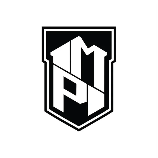 Letra Logo Monograma Hexágono Geométrico Arriba Abajo Escudo Interior Plantilla — Foto de Stock