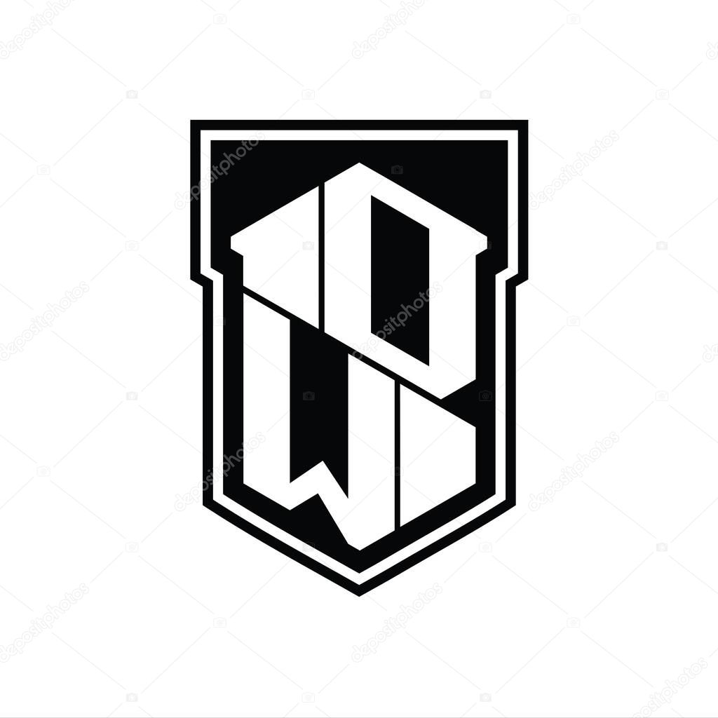 DW Letter Logo monogram hexagon geometric up and down inside shield isolated style design template