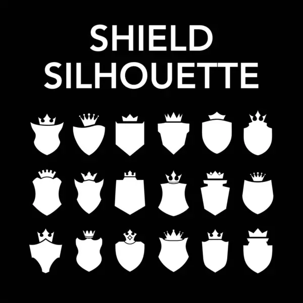 Silhouette Shield icon set in vintage style, Protect shield security line icons. Badge, sign, logo or emblem, Vector illustration