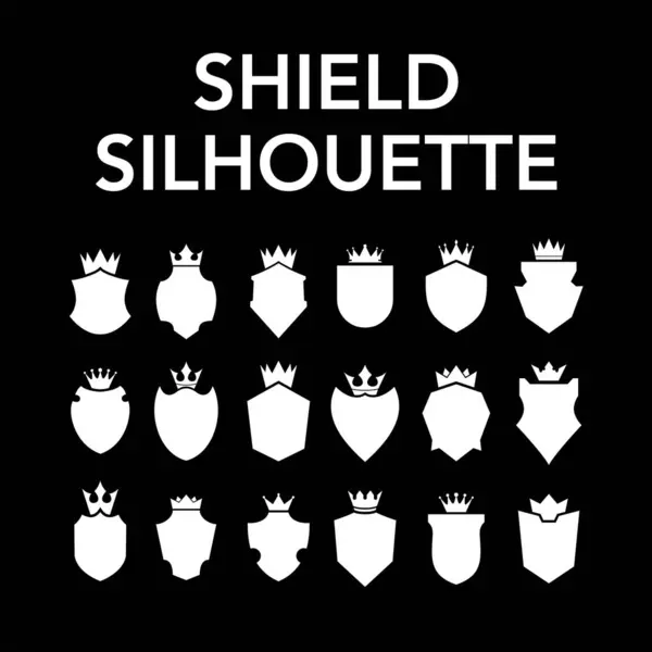 Silhouette Shield icon set in vintage style, Protect shield security line icons. Badge, sign, logo or emblem, Vector illustration