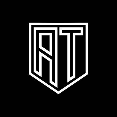 AT Harfi Logosu monogram kalkan geometrik çizgisi kalkan izole edilmiş biçim tasarım şablonu
