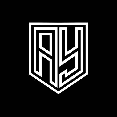 AY Letter Logo monogram kalkan geometrik çizgi kalkan izole biçim tasarım şablonu