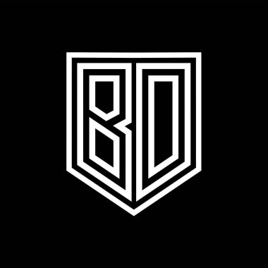 BD Harf Logosu monogram kalkan geometrik çizgisi kalkan izole edilmiş biçim tasarım şablonu
